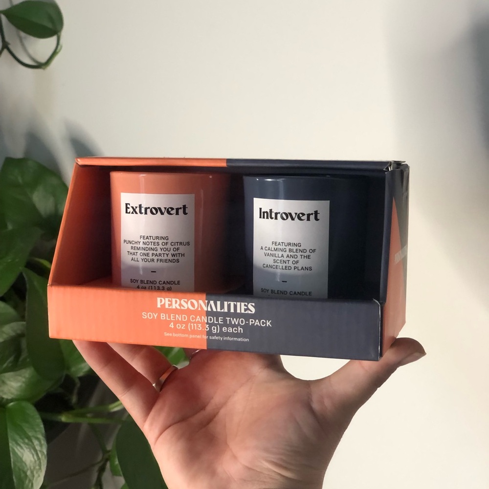 NIB Target "Personalities" Soy Blend Candle Two-Pack — Extrovert & Introvert